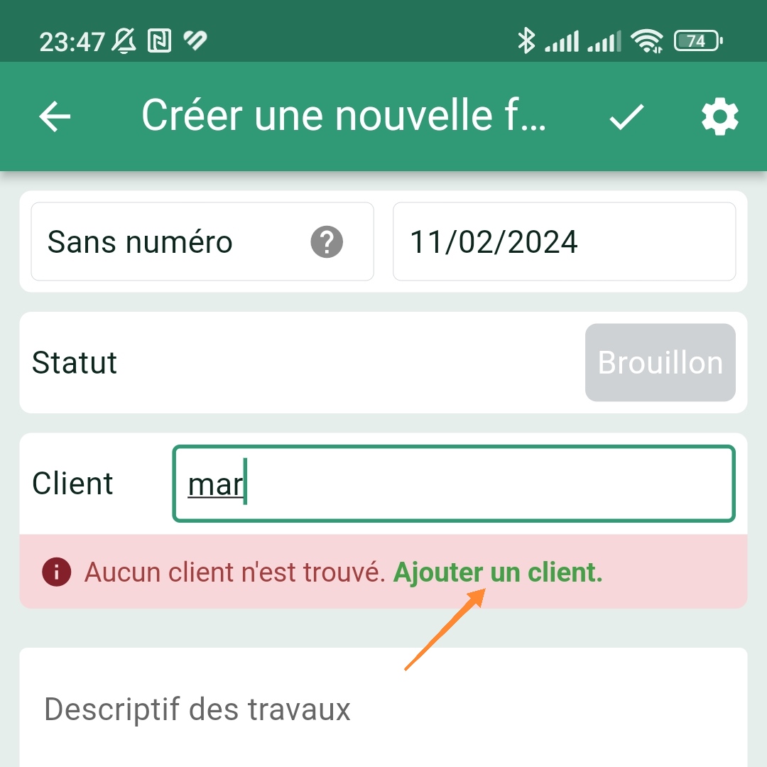 Ajouter un nouveau client