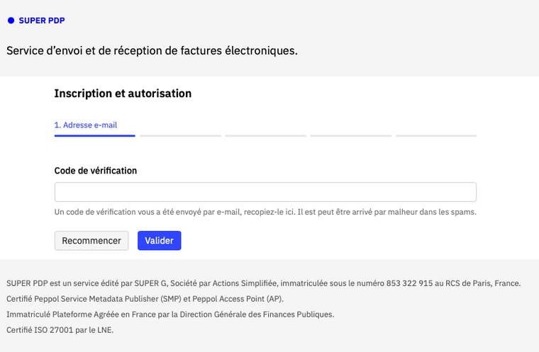 SUPER PDP, code de vérification