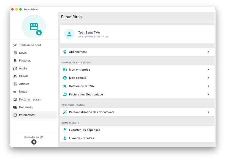 Paramètres de Iasy